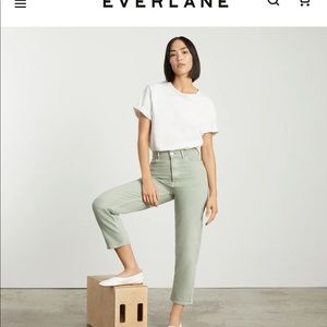 NWOT Everlane Way-High Jean in Archroma Aqua Grey (sage green)